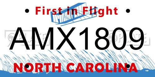 AMX1809 North Carolina License Plate
