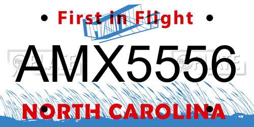 AMX5556 North Carolina License Plate