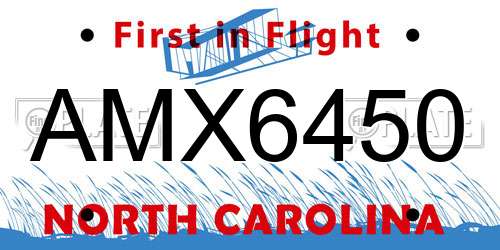 AMX6450 North Carolina License Plate