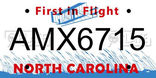 AMX6715 North Carolina License Plate