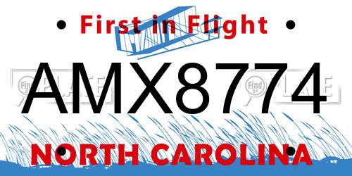 AMX8774 North Carolina License Plate
