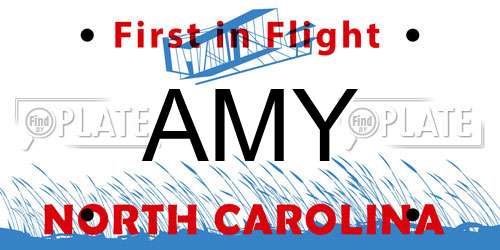 AMY North Carolina License Plate