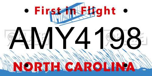 AMY4198 North Carolina License Plate
