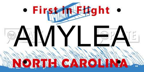 AMYLEA North Carolina License Plate