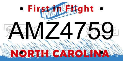 AMZ4759 North Carolina License Plate