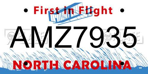 AMZ7935 North Carolina License Plate