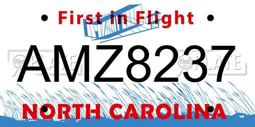 AMZ8237 North Carolina License Plate