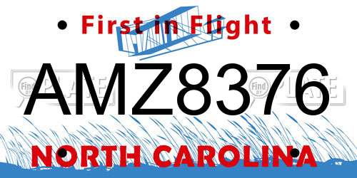 AMZ8376 North Carolina License Plate
