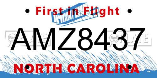 AMZ8437 North Carolina License Plate