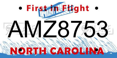 AMZ8753 North Carolina License Plate