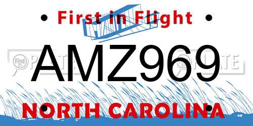 AMZ969 North Carolina License Plate