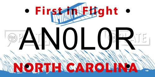 AN0L0R North Carolina License Plate