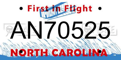 AN70525 North Carolina License Plate