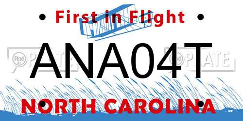 ANA04T North Carolina License Plate