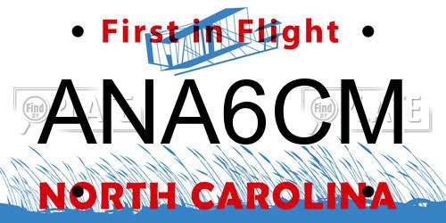 ANA6CM North Carolina License Plate