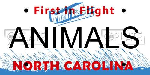 ANIMALS North Carolina License Plate