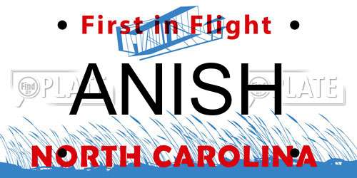 ANISH North Carolina License Plate