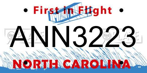 ANN3223 North Carolina License Plate