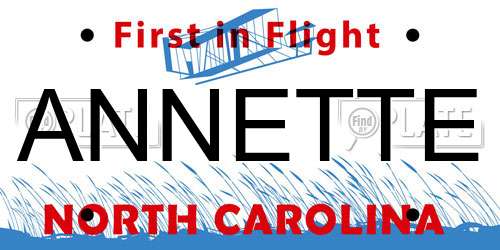 ANNETTE North Carolina License Plate