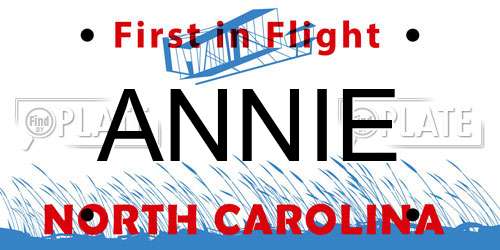 ANNIE North Carolina License Plate