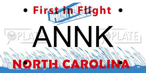 ANNK North Carolina License Plate