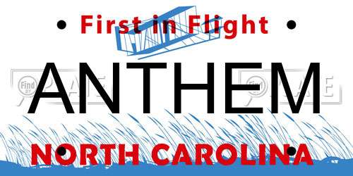 ANTHEM North Carolina License Plate