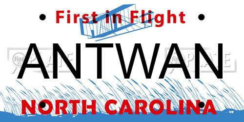 ANTWAN North Carolina License Plate