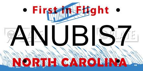 ANUBIS7 North Carolina License Plate