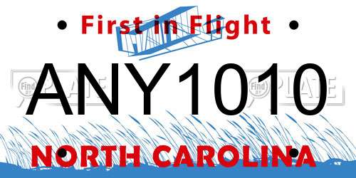 ANY1010 North Carolina License Plate