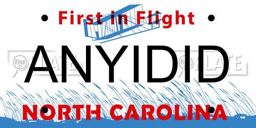 ANYIDID North Carolina License Plate