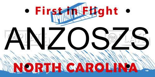 ANZOSZS North Carolina License Plate
