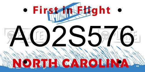 AO2S576 North Carolina License Plate