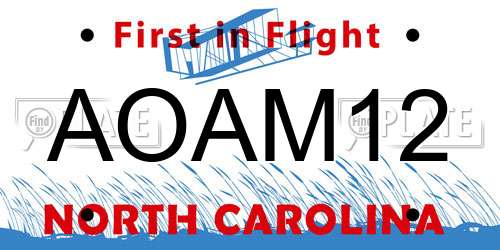 AOAM12 North Carolina License Plate