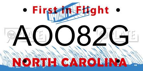 AOO82G North Carolina License Plate