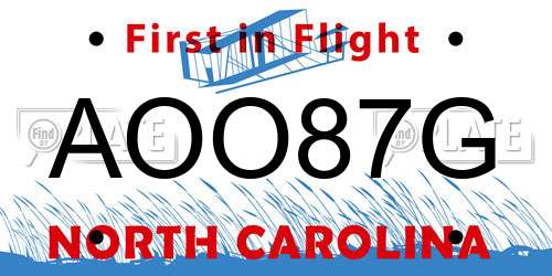 AOO87G North Carolina License Plate