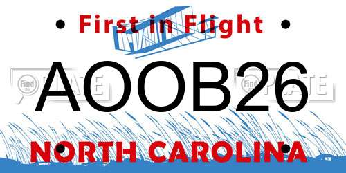 AOOB26 North Carolina License Plate