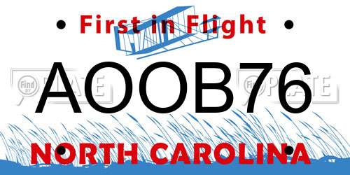 AOOB76 North Carolina License Plate