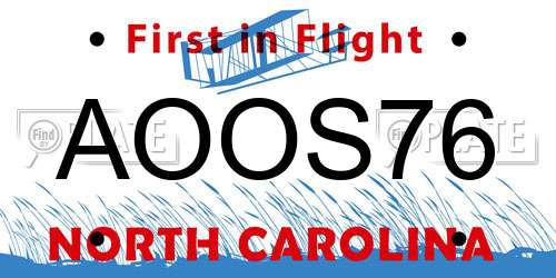AOOS76 North Carolina License Plate