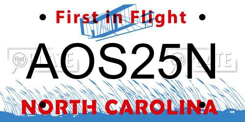 AOS25N North Carolina License Plate