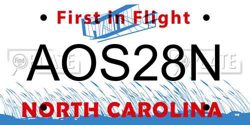 AOS28N North Carolina License Plate