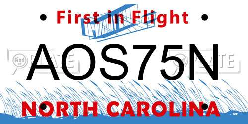 AOS75N North Carolina License Plate