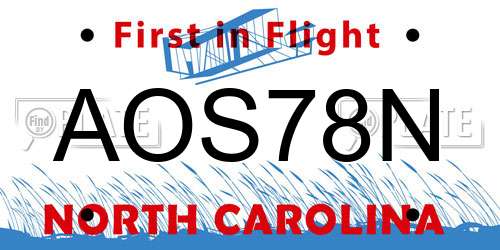 AOS78N North Carolina License Plate