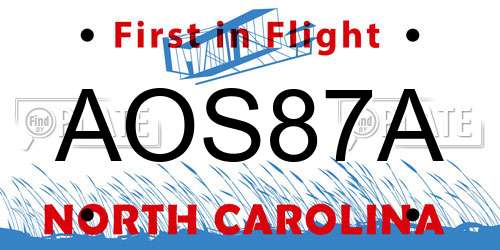AOS87A North Carolina License Plate