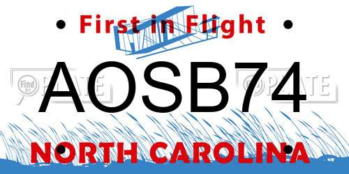 AOSB74 North Carolina License Plate