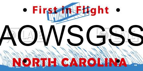 AOWSGSS North Carolina License Plate