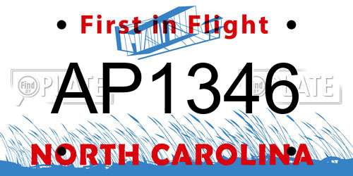 AP1346 North Carolina License Plate
