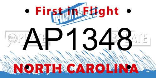 AP1348 North Carolina License Plate