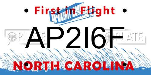 AP2I6F North Carolina License Plate