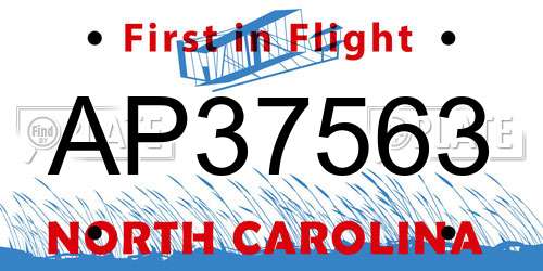 AP37563 North Carolina License Plate