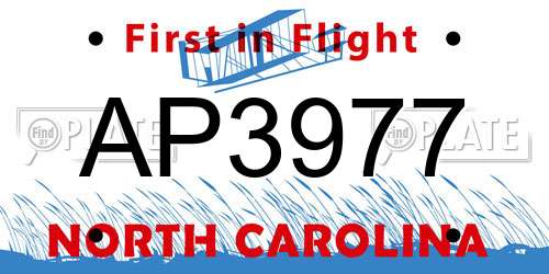 AP3977 North Carolina License Plate